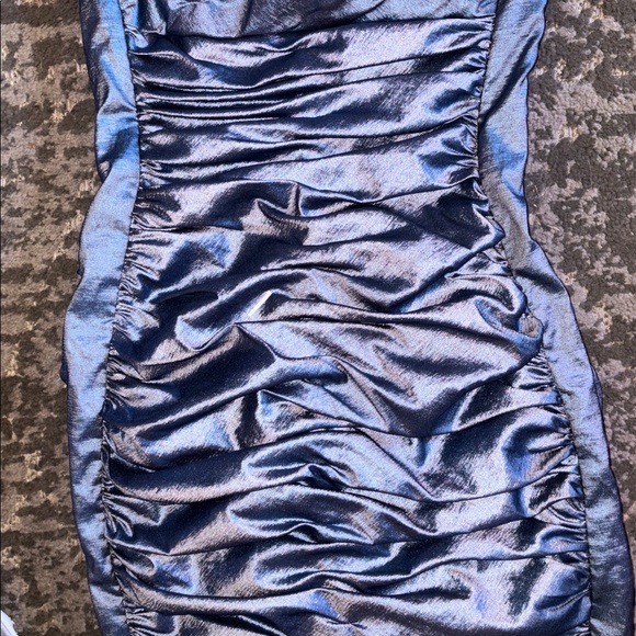 Jessica McClintock Shimmering Blue Mini Dress size 10 - Picture 3 of 8
